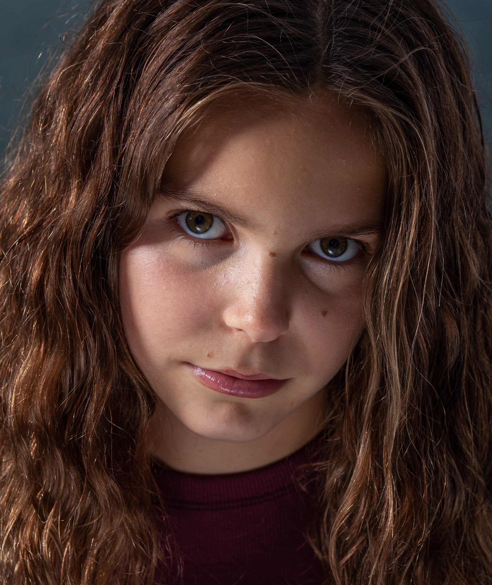 Dark character portrait created as part of a child actor headshot session