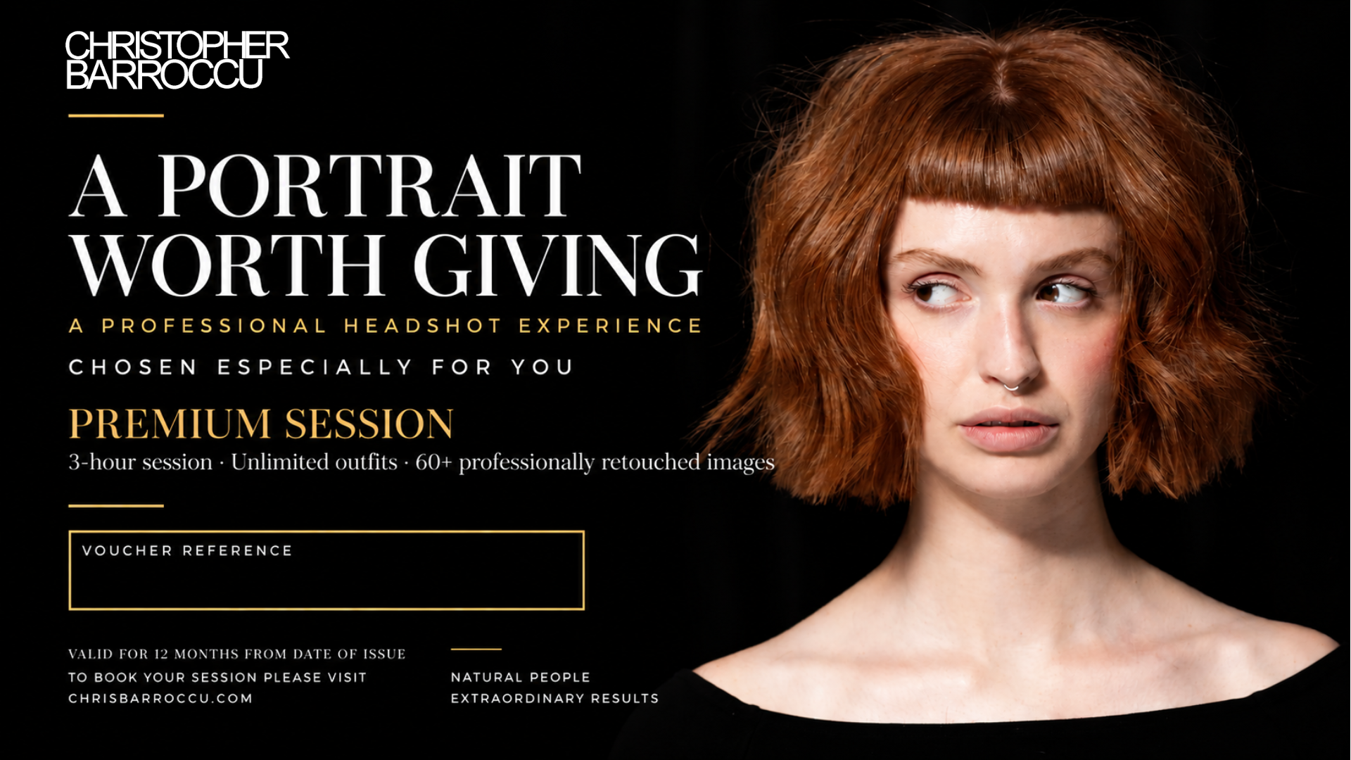 Chris Barroccu headshot gift session voucher
